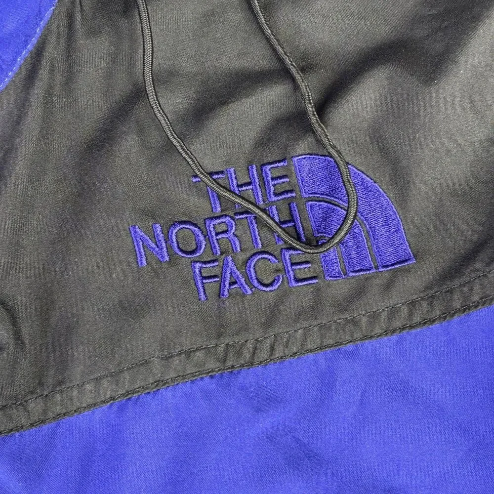 North Face Pullover Jacket Mens Medium Blue Black Stow Pocket Hooded Outdoors‎